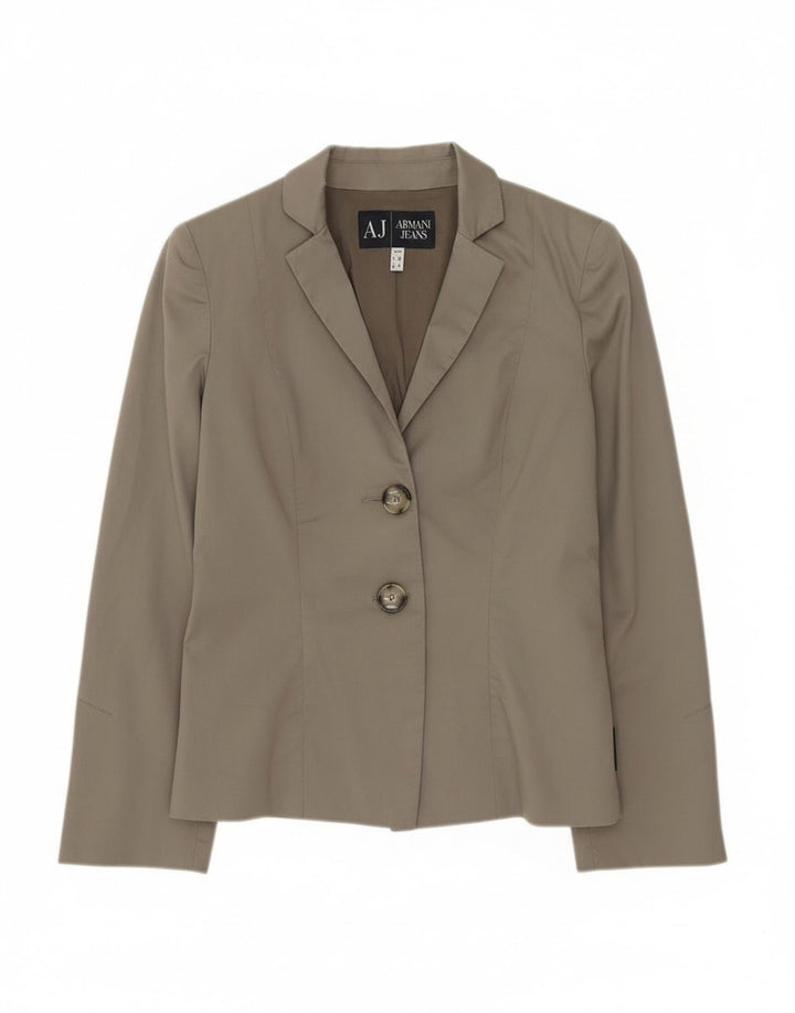 Jaqueta blazer feminina Armani Jeans com 2 botões EU 40 algodão cinza médio