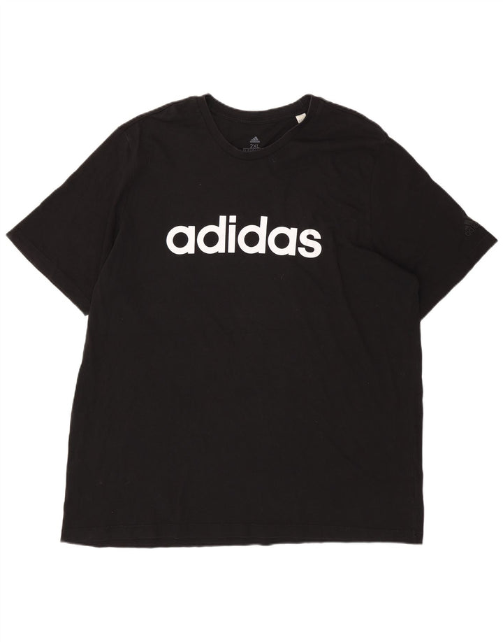 ADIDAS Mens Graphic T-Shirt Top 2XL Algodão Preto