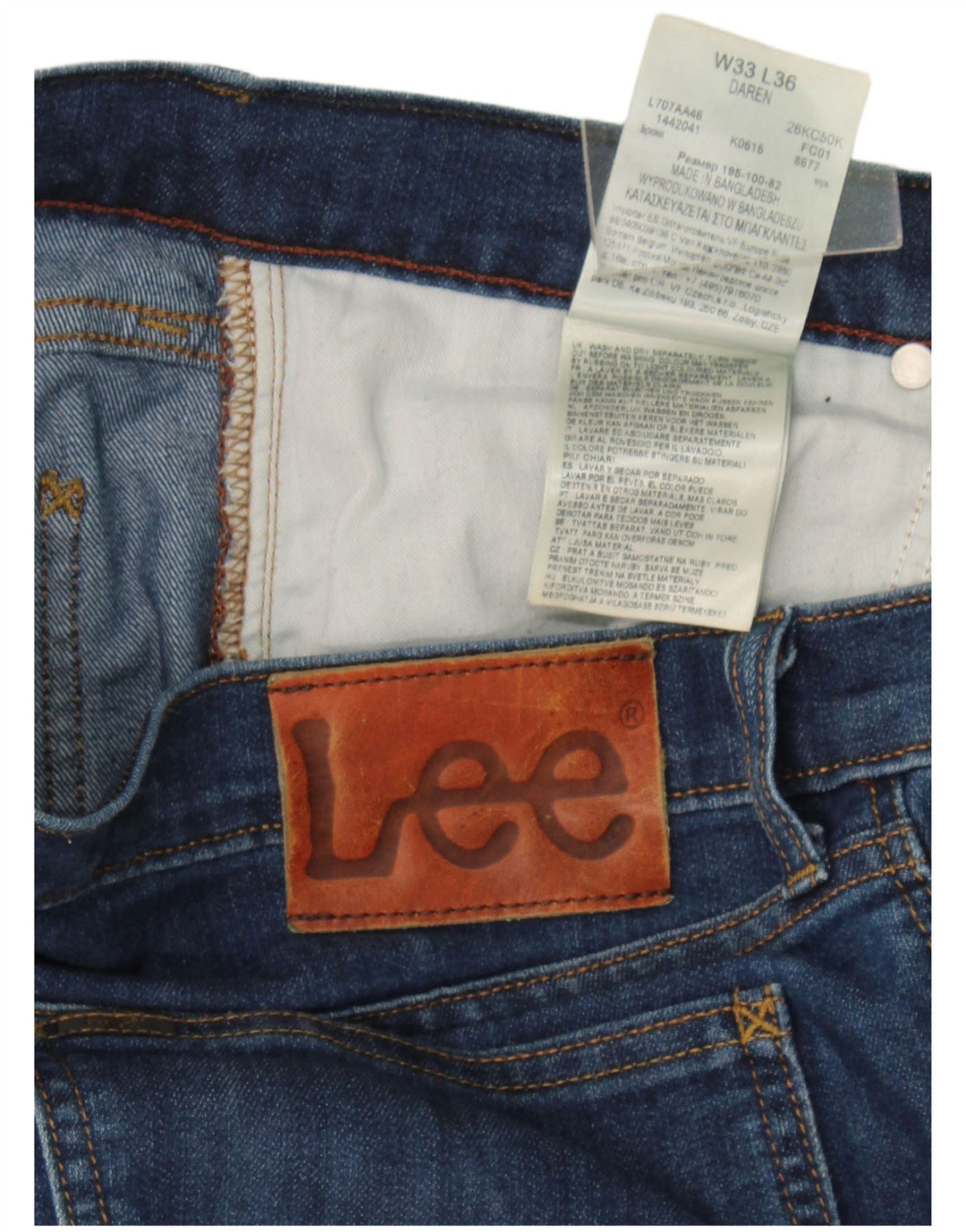 Lee Mens Daren Slim Jeans W33 L36 Azul Algodão