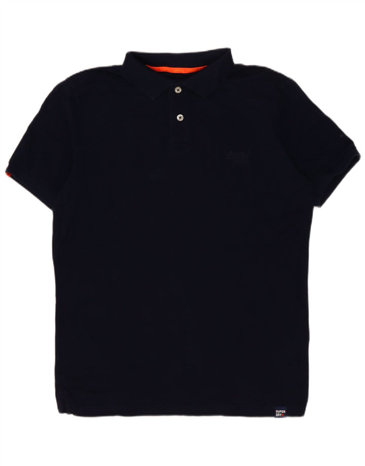 Camisa polo masculina Superdry pequena algodão azul marinho