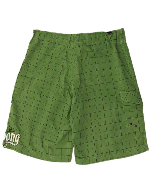 Shorts de natação masculino Billabong gráfico grande poliéster xadrez verde