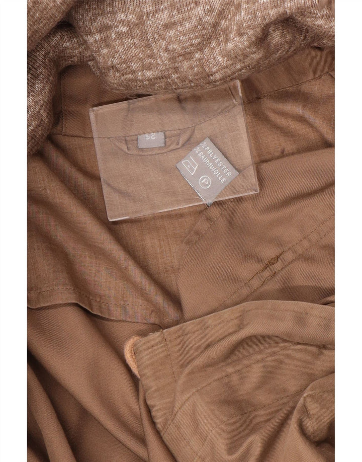 Jaqueta militar com capuz masculina vintage IT 52 XL poliéster bege