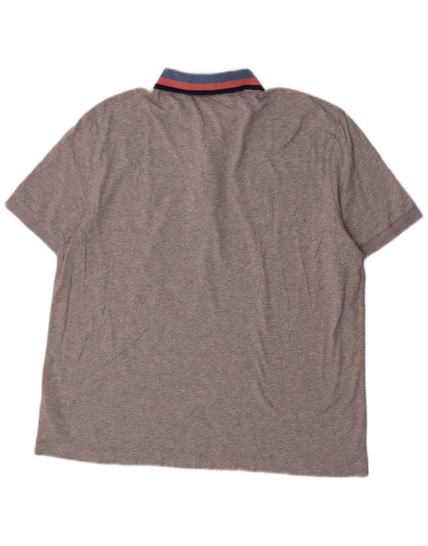 Camisa polo masculina Lacoste Regular Fit tamanho 7 2XL algodão manchado cinza