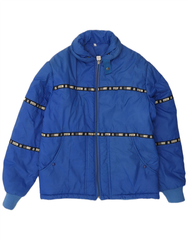 Jaqueta masculina acolchoada gráfica MACROSS UK 46 3XL azul