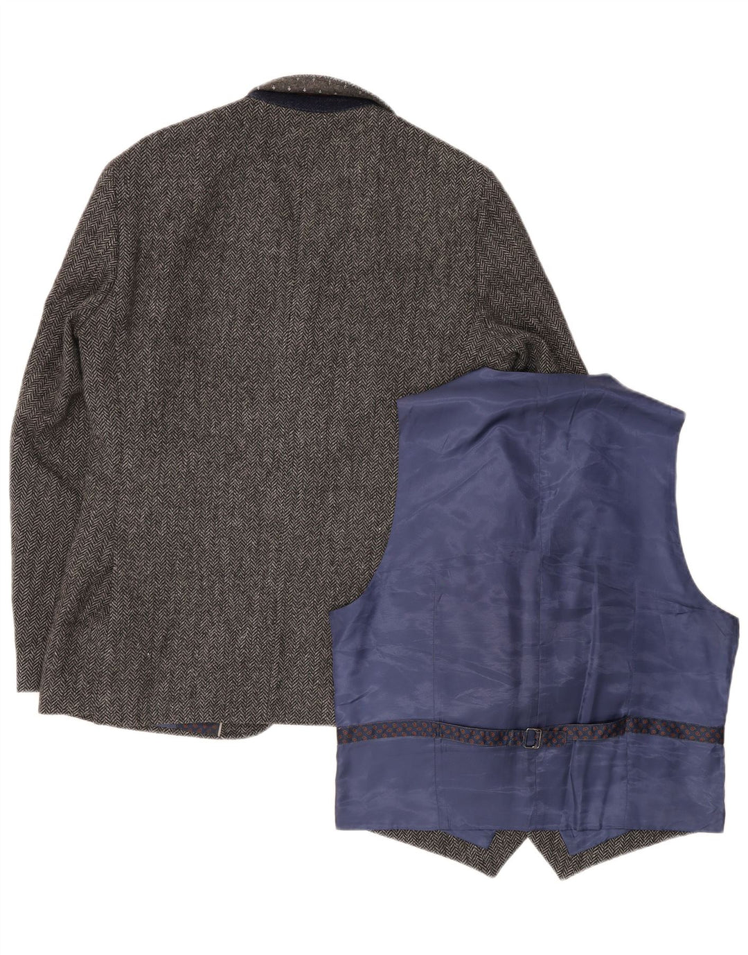 Conjunto de peças masculinas sob medida da Marks & Spencer em espinha de peixe cinza médio