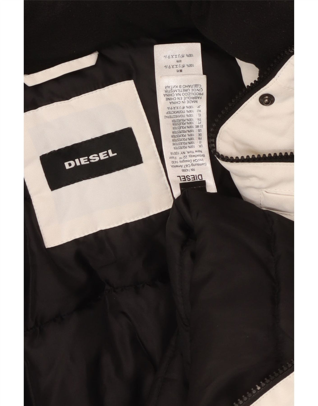 Jaqueta Parka com capuz feminina Diesel UK 10 poliéster branco pequeno