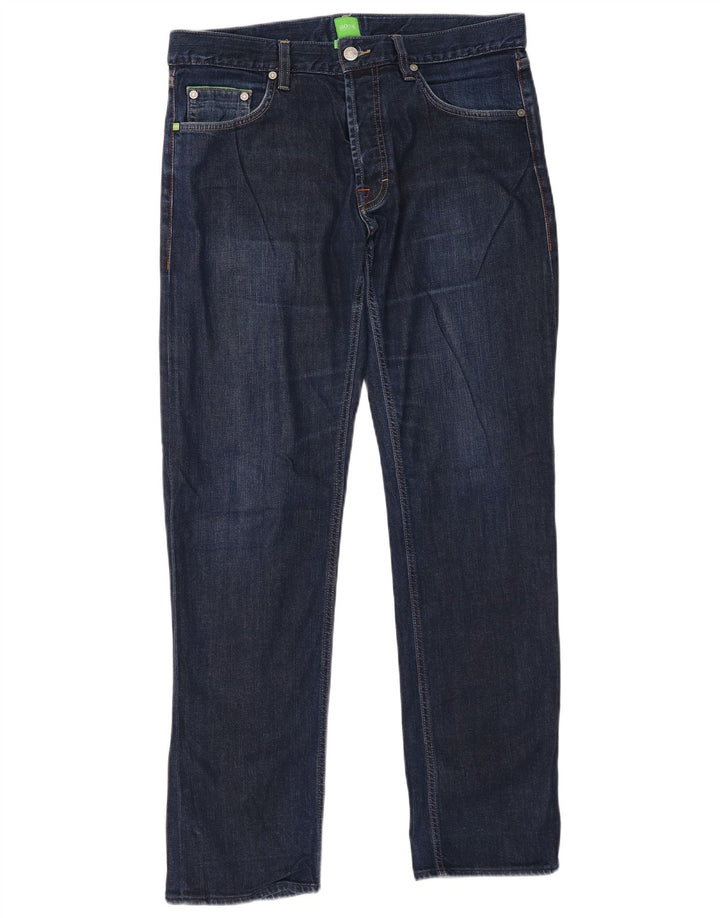 Hugo Boss Calça jeans reta masculina W34 L32 azul marinho