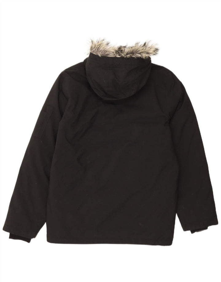 Adidas Mens Hooded Parka Jacket UK 36 Pequeno Preto Nylon