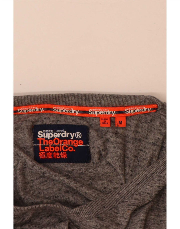 Camiseta masculina Superdry Top cinza médio algodão manchado