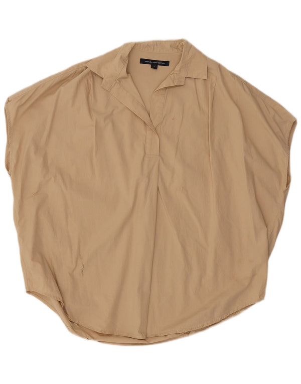Blusa feminina grande sem mangas French Connection UK 14 bege médio