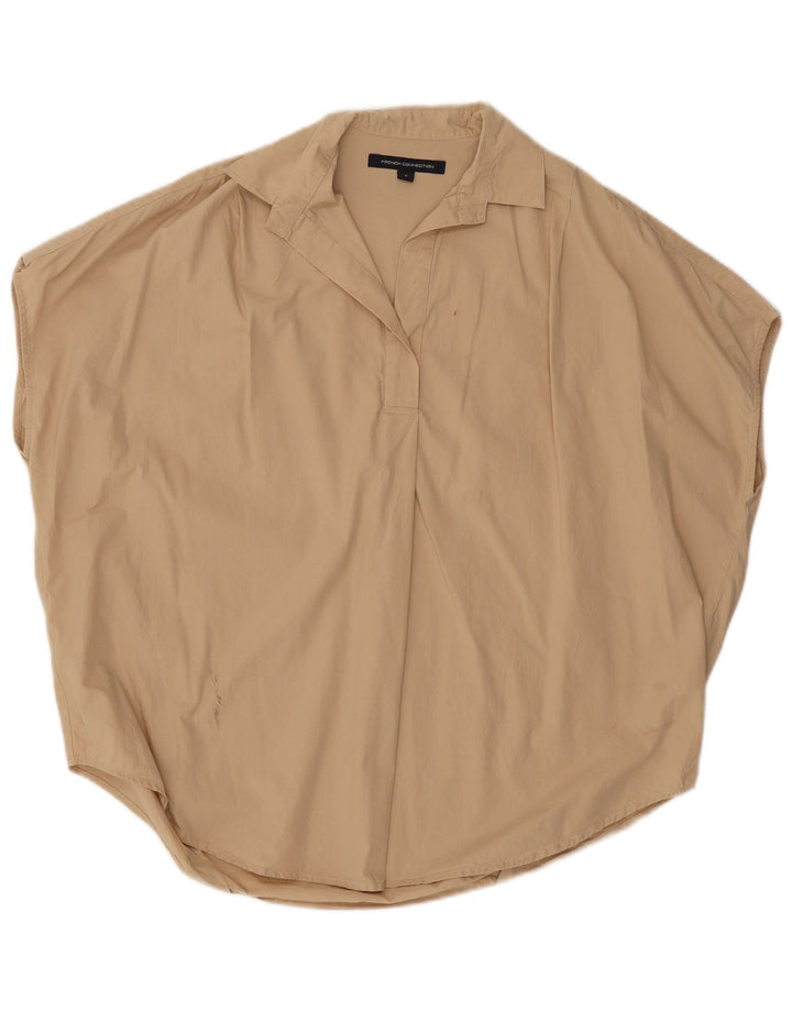 Blusa feminina grande sem mangas French Connection UK 14 bege médio