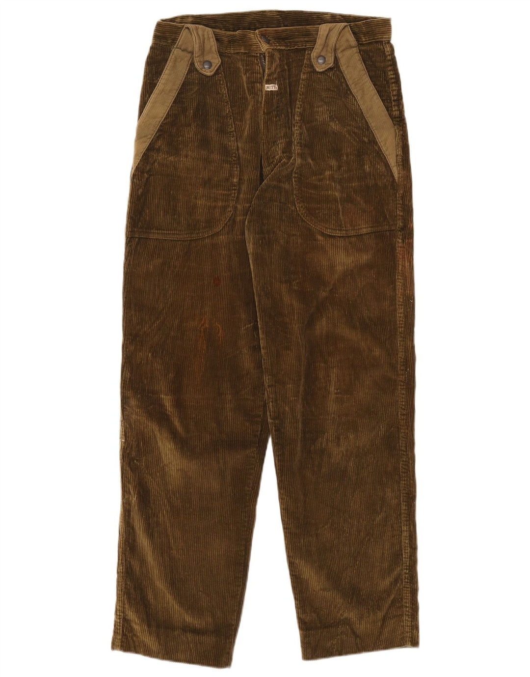 Calça masculina reta de veludo cotelê RITT W31 L29 cáqui