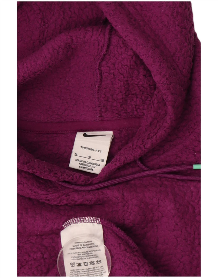 Jumper de lã com capuz feminino NIKE Therma-Fit UK 18 XL roxo poliéster