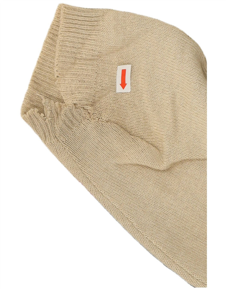 Suéter masculino vintage grande bloco colorido bege poliacrílico