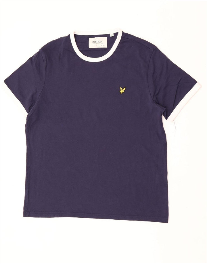 Camiseta masculina Lyle & Scott grande bloco colorido azul marinho