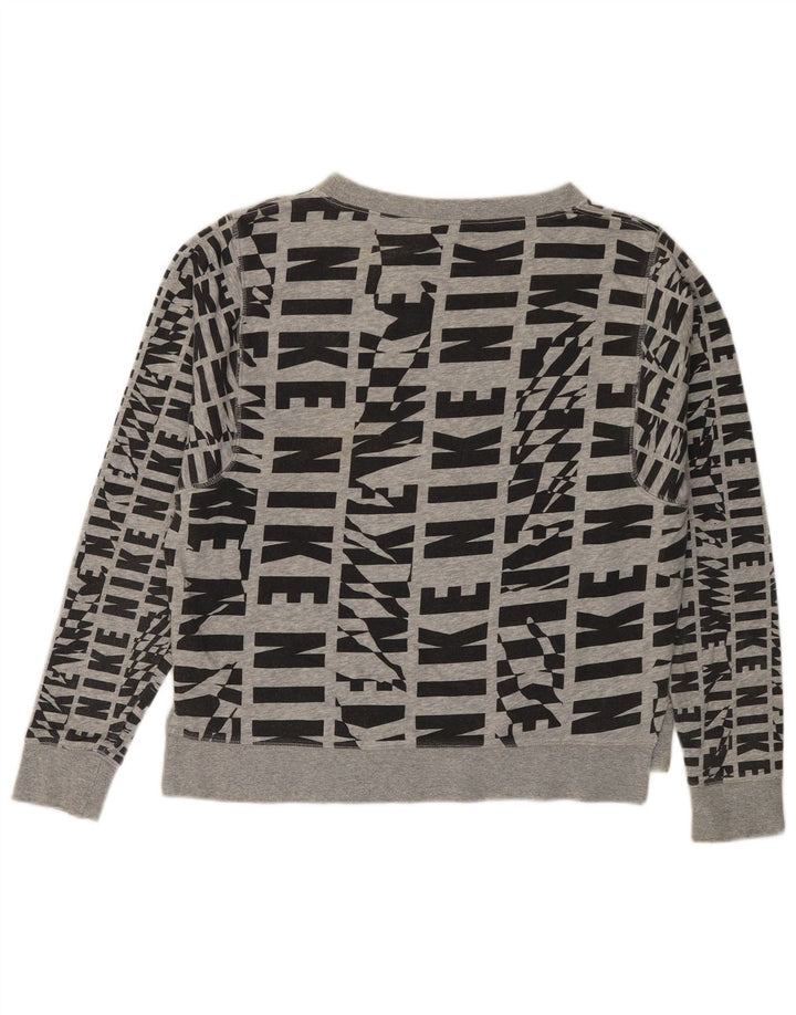 NIKE feminino gráfico moletom jumper UK 14 médio cinza algodão