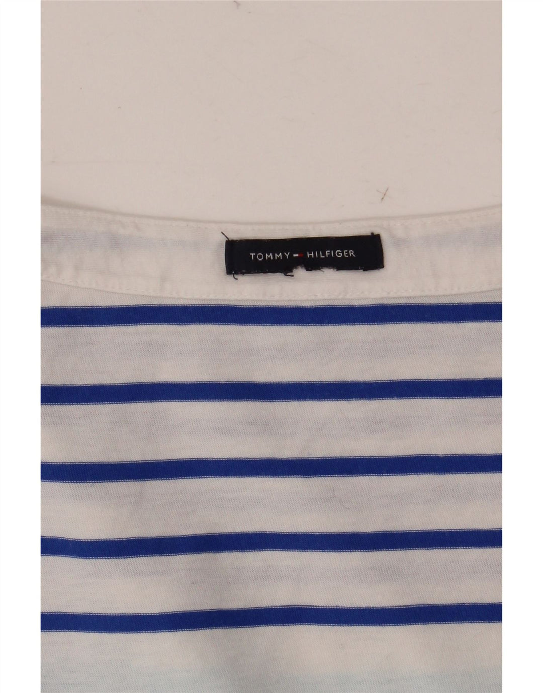 Top feminino TOMMY HILFIGER manga 3/4 UK 12 listrado azul médio