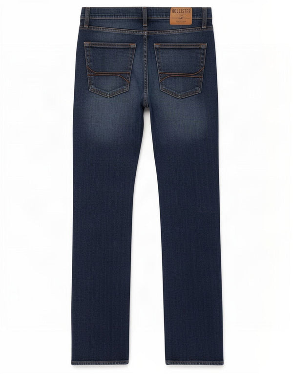 Hollister Mens Slim Straight Jeans W32 L32 Azul Marinho Algodão