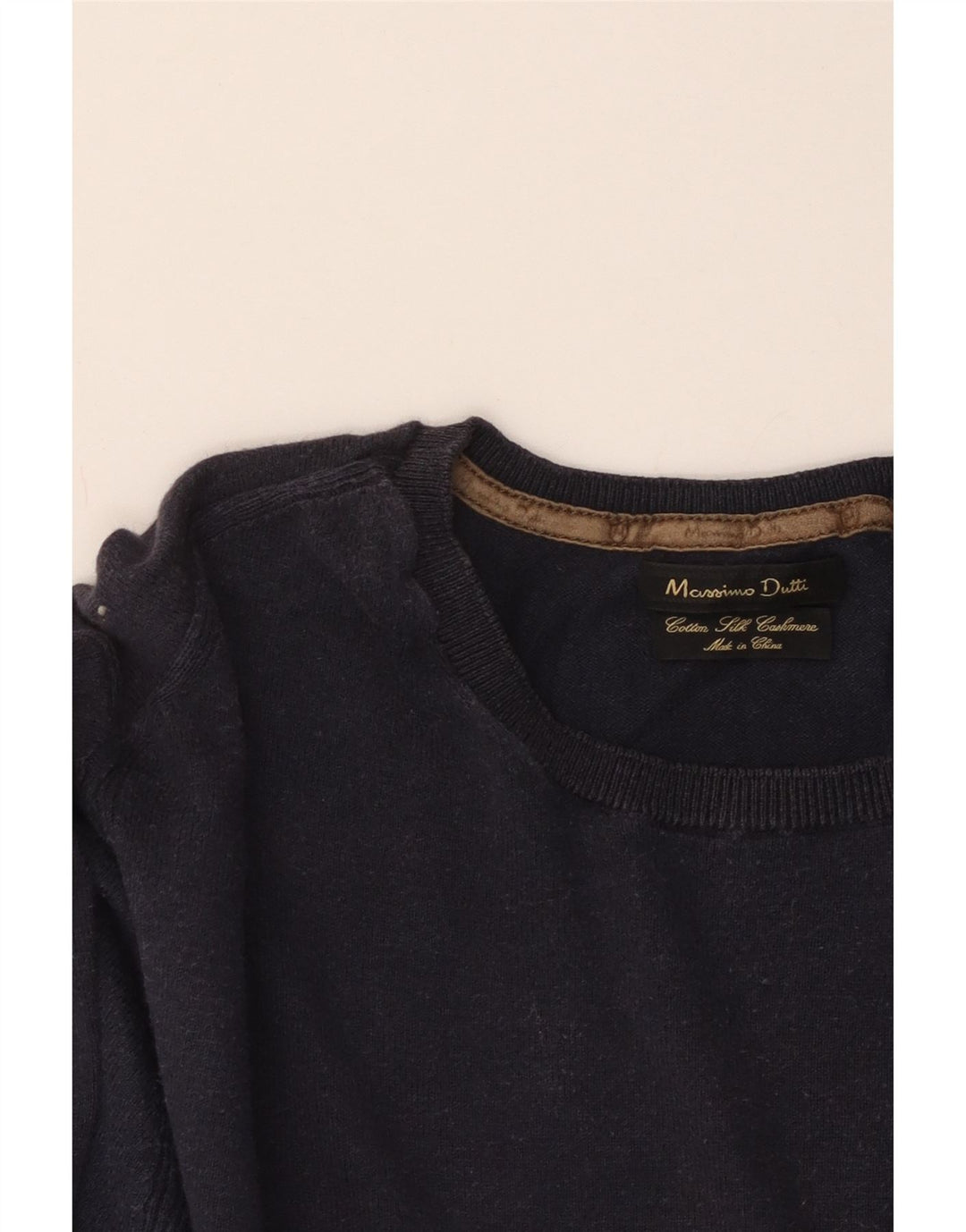 Suéter masculino MASSIMO DUTTI com gola redonda, algodão azul marinho médio