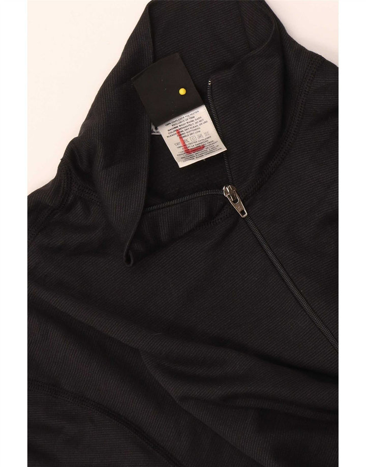 Camiseta feminina Patagonia com zíper e gola alta UK 14 poliéster preto médio