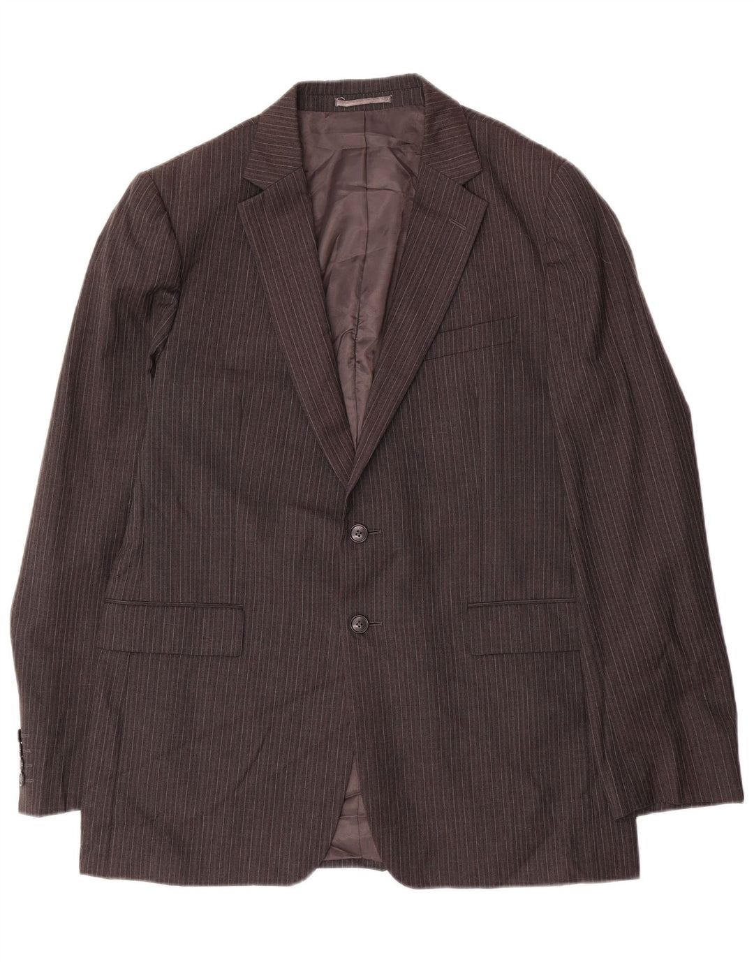Jaqueta blazer masculina Jaeger com 2 botões Reino Unido 42 XL cinza risca de giz lã