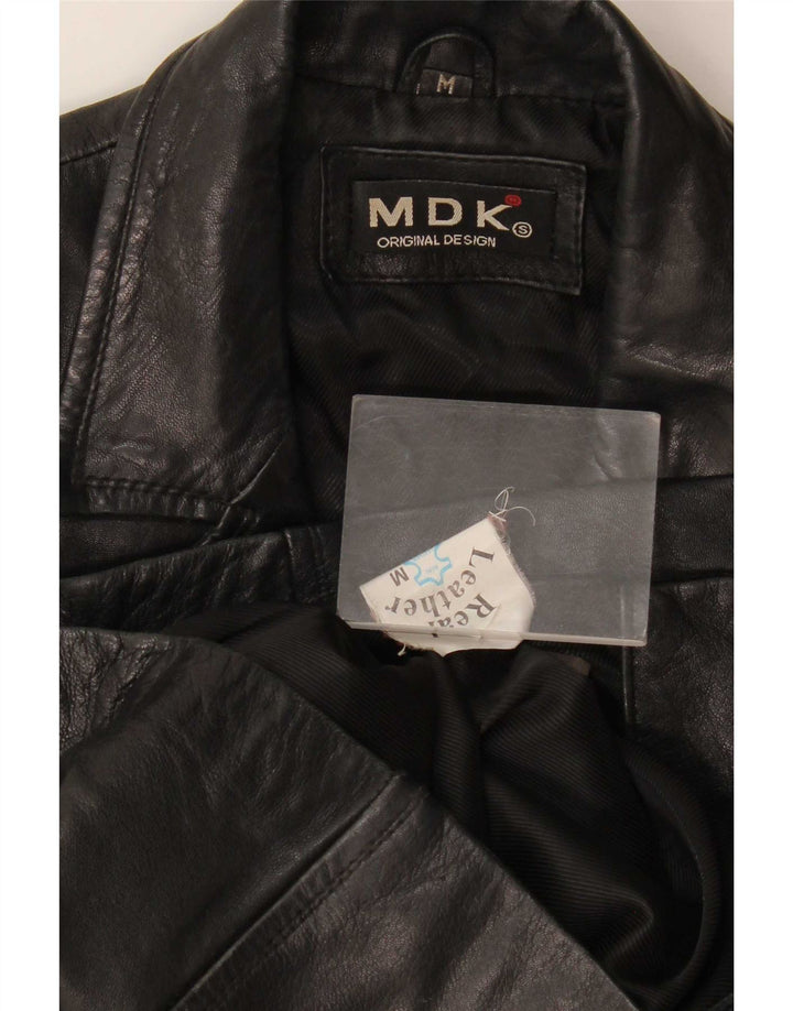 Jaqueta de couro feminina MDK UK 12 média preta