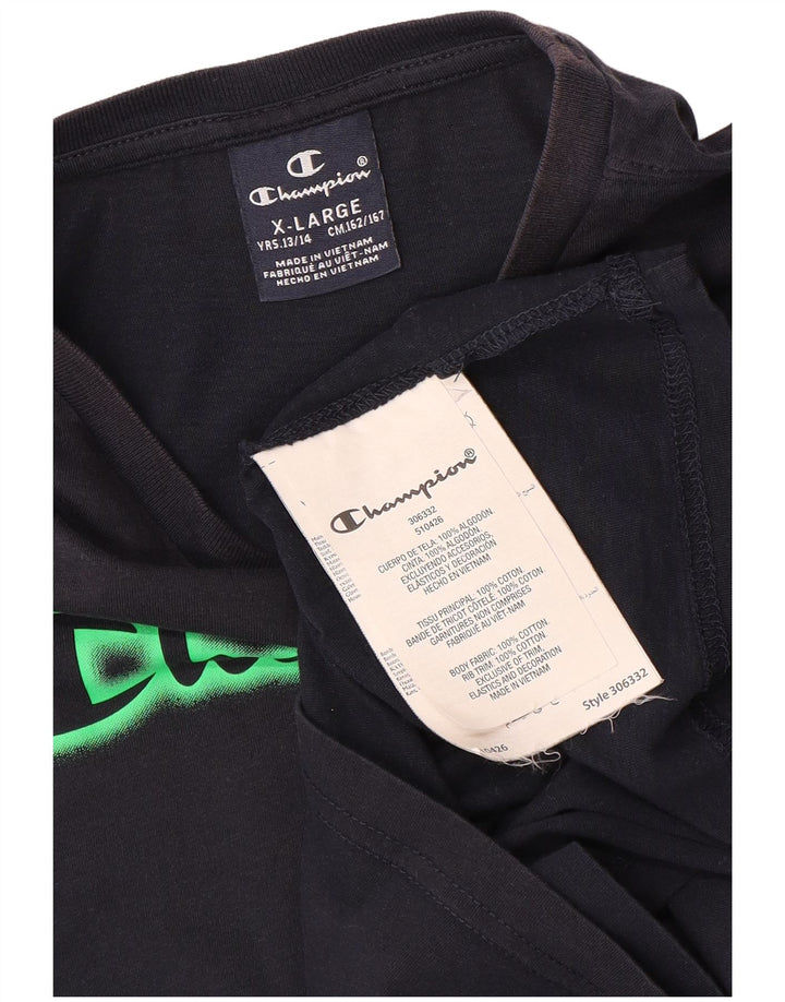 Camiseta gráfica CHAMPION Boys 13-14 anos XL azul marinho algodão