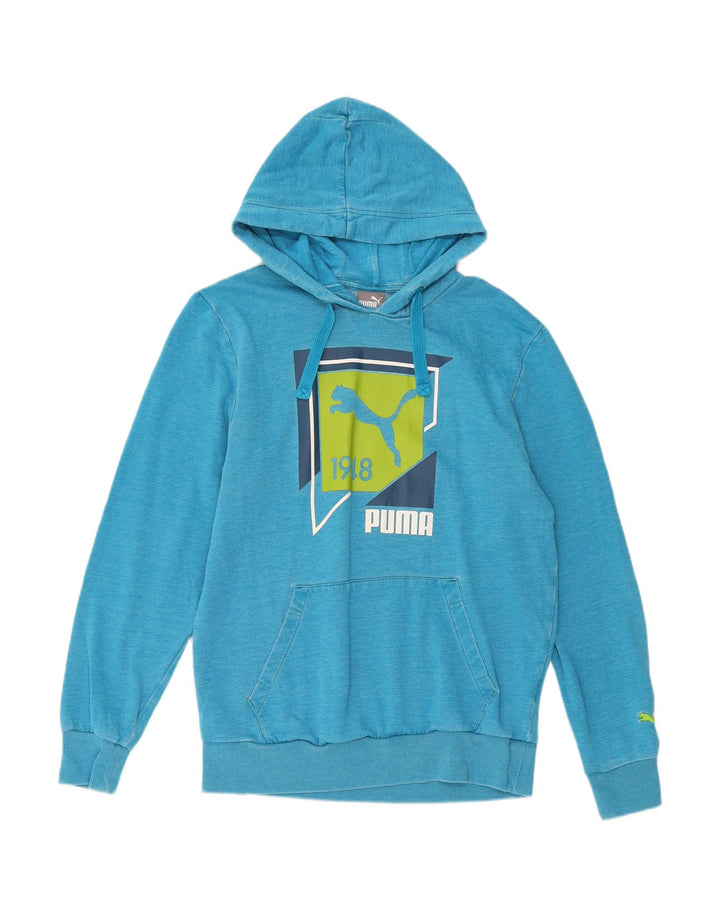 PUMA Mens Graphic Hoodie Jumper Médio Algodão Azul