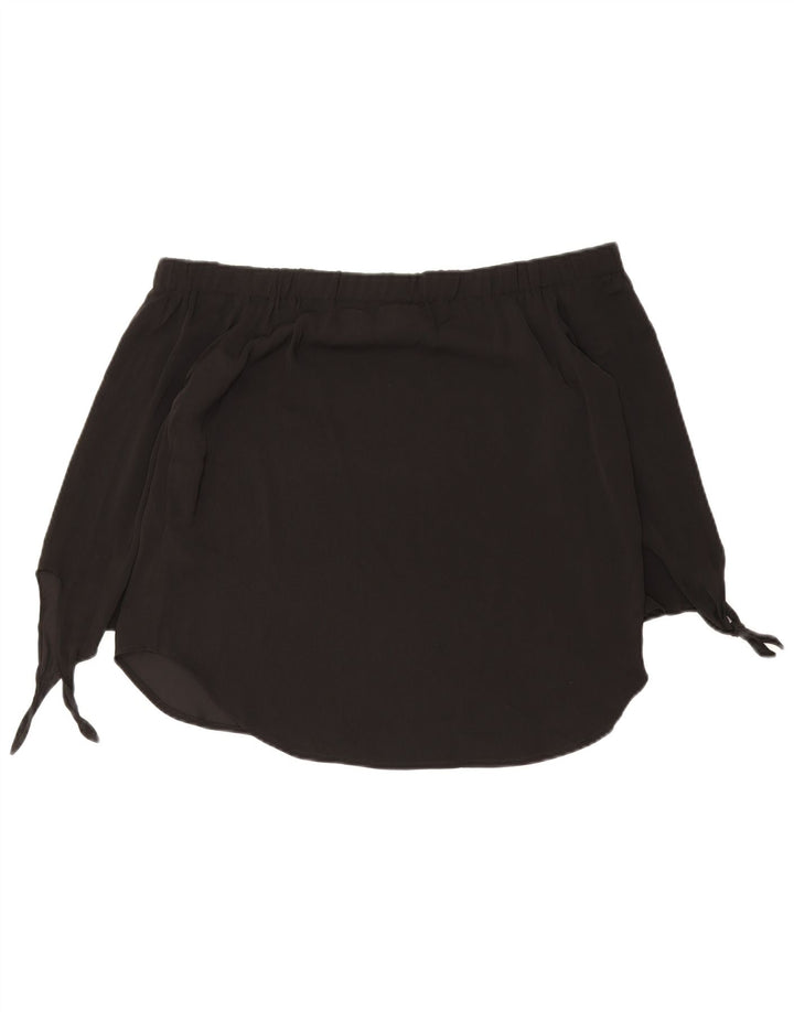 Top feminino Oasis com manga 3/4 sem ombro UK 12 poliéster preto médio