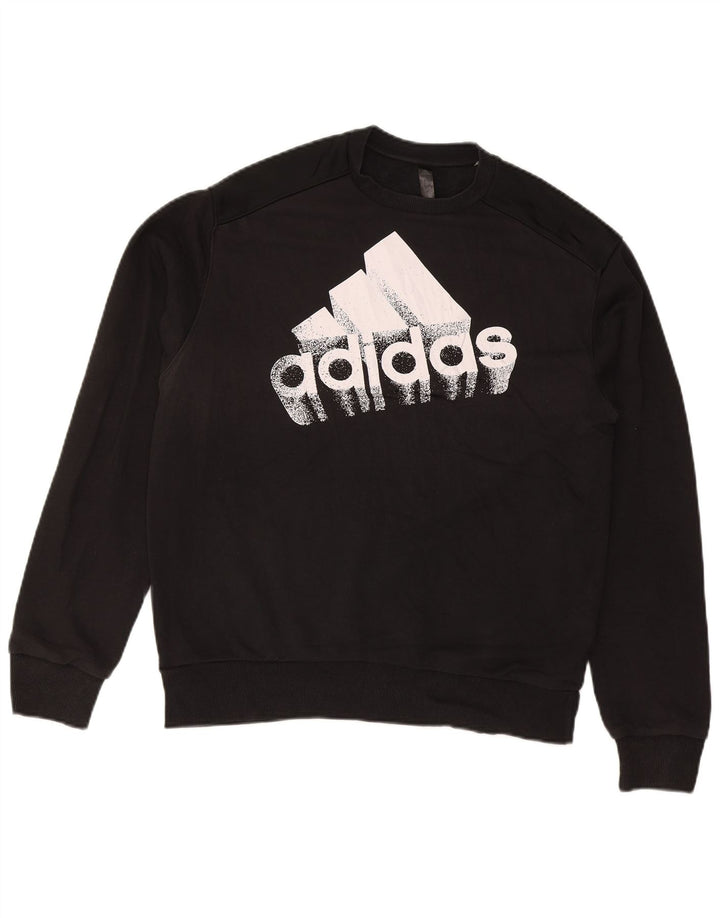 ADIDAS Mens Graphic Sweatshirt Jumper Médio Algodão Preto