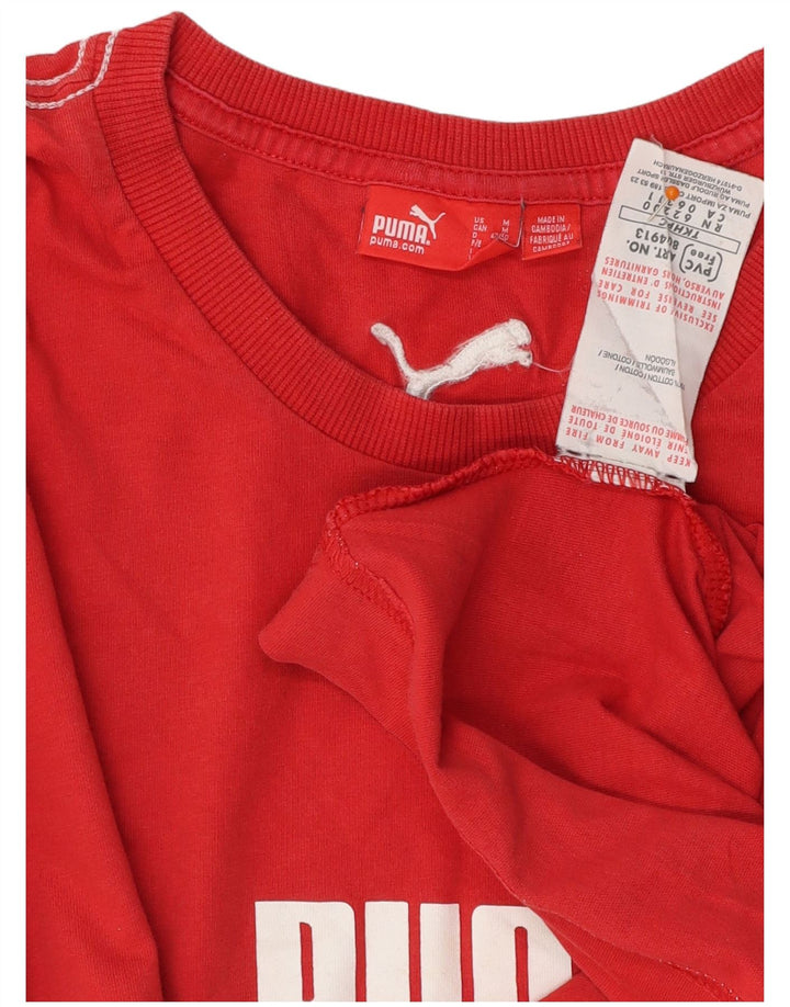 Camiseta masculina PUMA com estampa gráfica de algodão vermelho médio