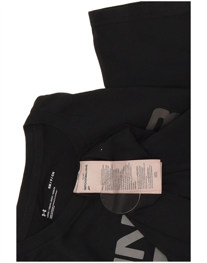 Under Armour Camiseta masculina gráfica top pequeno algodão preto