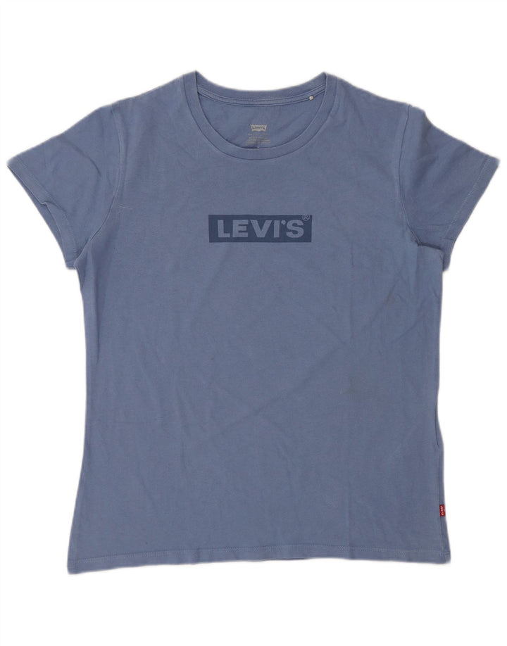 Camiseta feminina gráfica Levi's Top UK 14 algodão azul médio