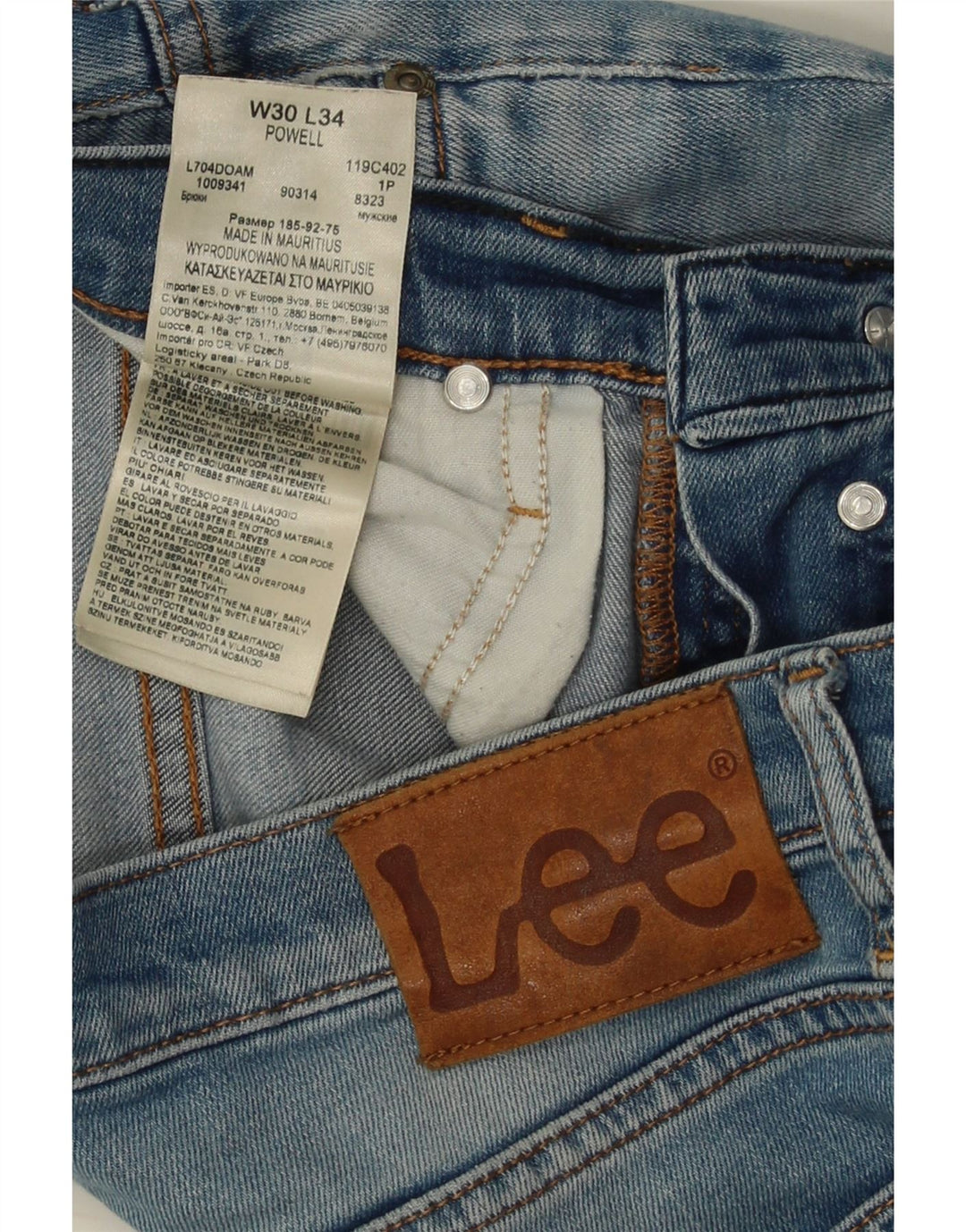 Calça jeans feminina LEE Powell Slim W30 L34 azul algodão