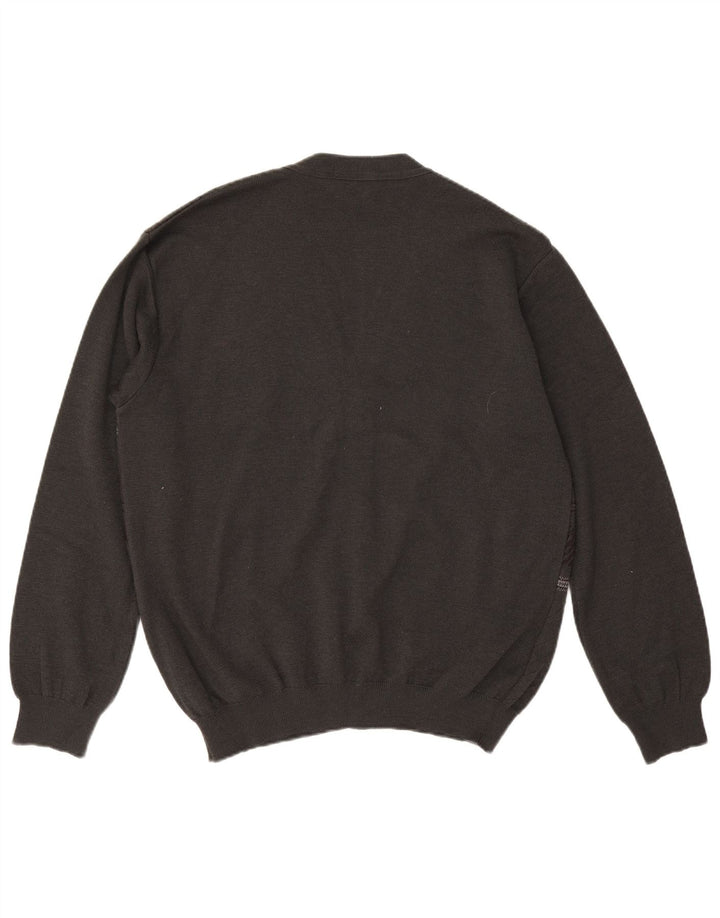 Suéter cardigã masculino Montecatini XL cinza geométrico lã merino