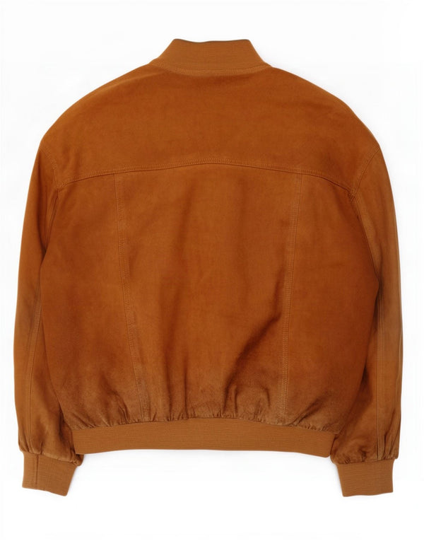 Vintage Mens Suede Bomber Jacket IT 50 Large Brown Leather