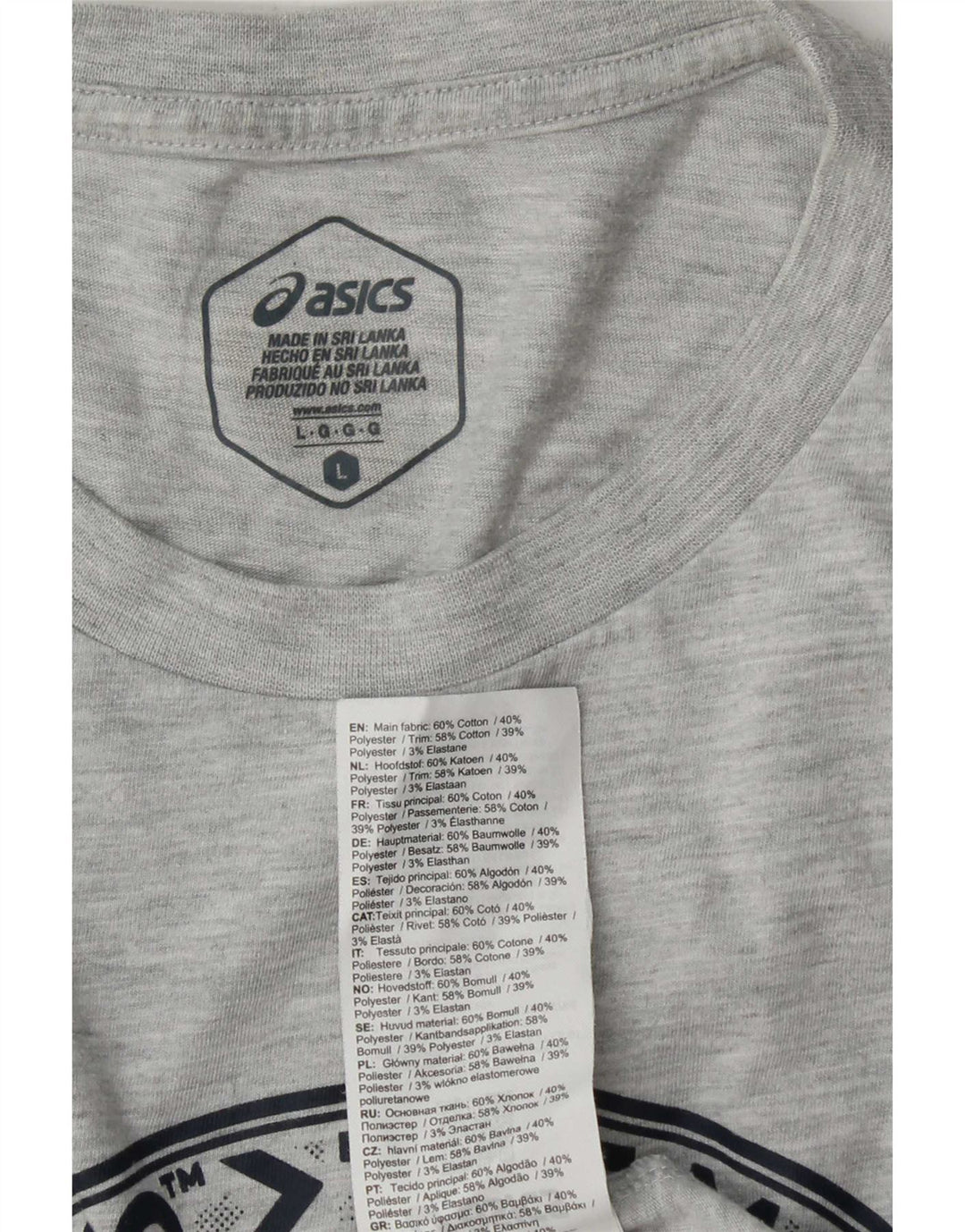 Camiseta gráfica masculina Asics Top grande algodão cinza