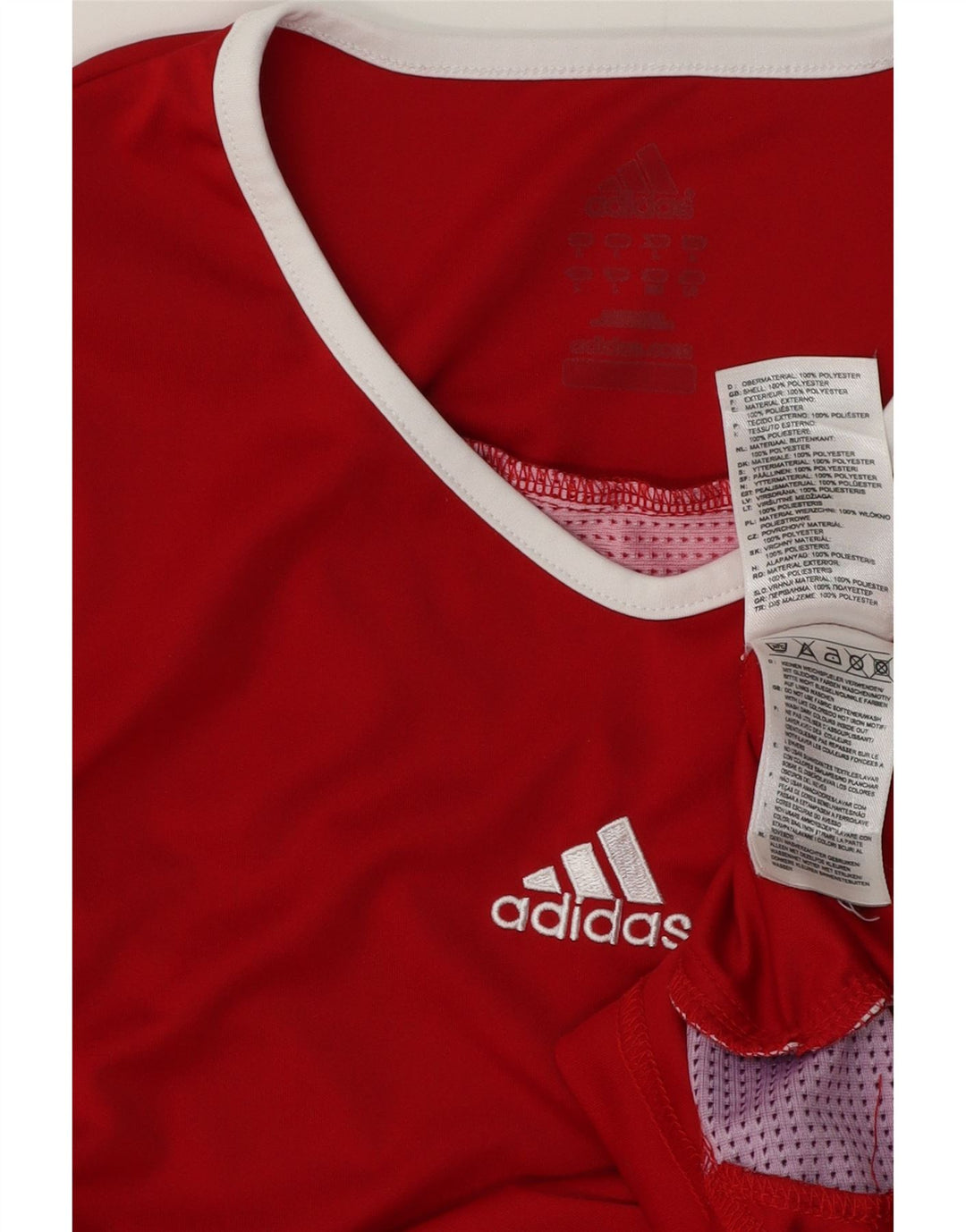 Adidas Mens Climalite Camiseta Top Grande Poliéster Colorblock Vermelho