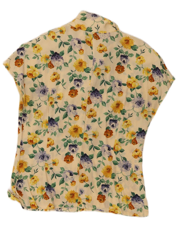 Blusa feminina Luisa Spagnoli manga curta Reino Unido 14 médio amarelo floral