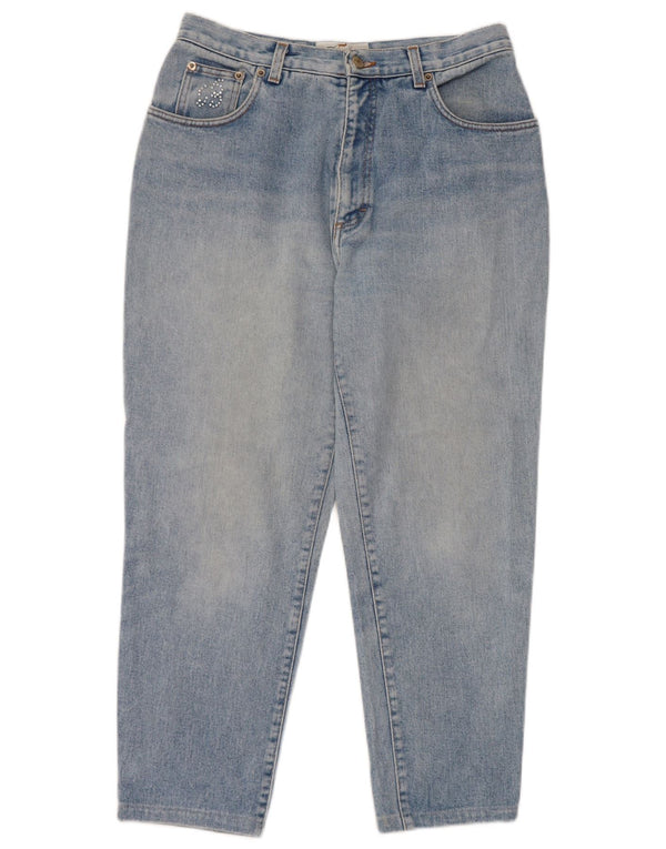 Blumarine Calça Jeans Feminina Crop Tapered EU 42 Grande W30 L25 Azul Algodão