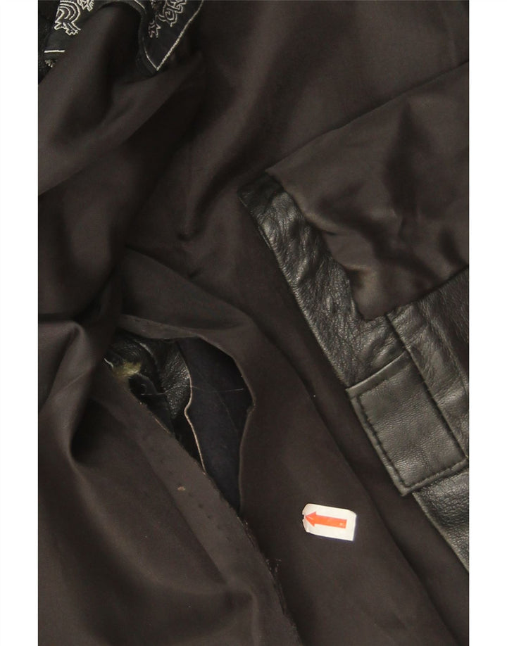 Jaqueta de couro feminina vintage EU 42 grande couro preto
