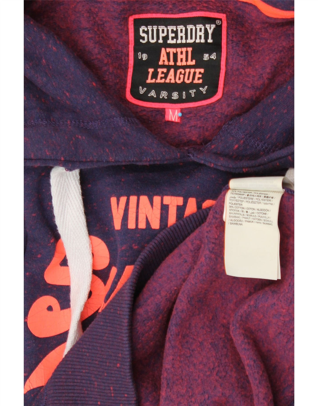 SUPERDRY moletom com capuz masculino gráfico médio poliéster manchado roxo