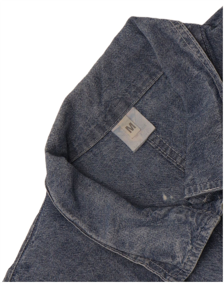 Camisa jeans feminina vintage de grandes dimensões Reino Unido 14 algodão azul médio