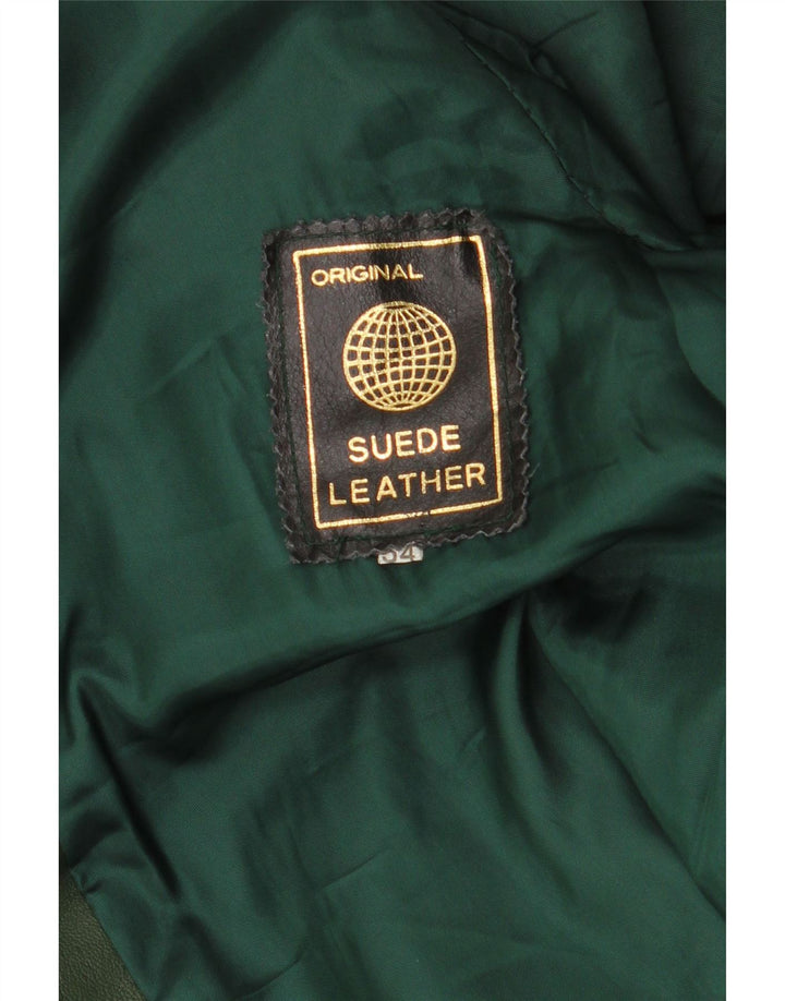 Jaqueta de couro militar colheita feminina vintage IT 54 3XL couro verde