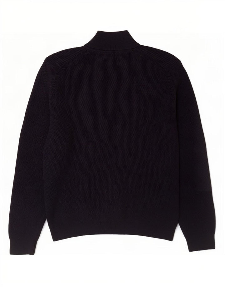 Suéter masculino Massimo Dutti com zíper e gola grande de algodão azul marinho