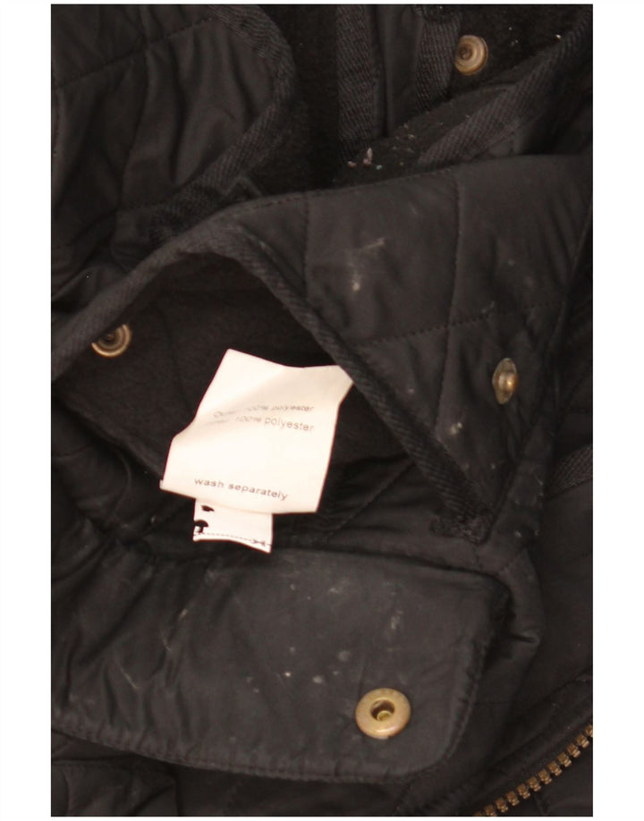 Jaqueta acolchoada militar feminina Barbour UK 14 grande poliéster preto