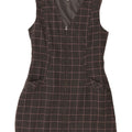 Vestido feminino Oasis sem mangas com bainha UK 14 poliéster xadrez cinza médio