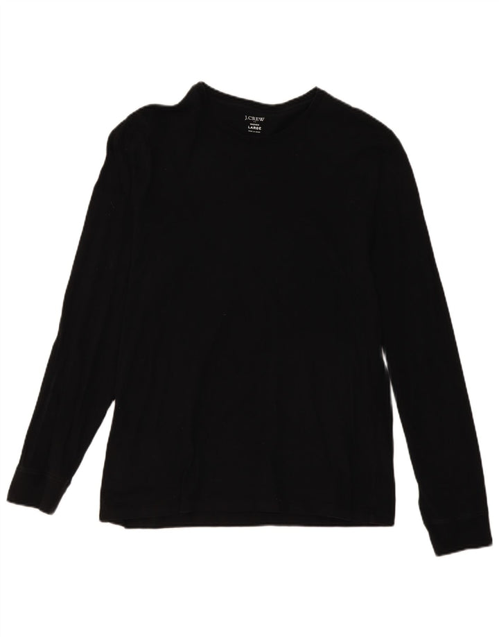 J. CREW Top feminino de manga comprida Reino Unido 16 grande algodão preto