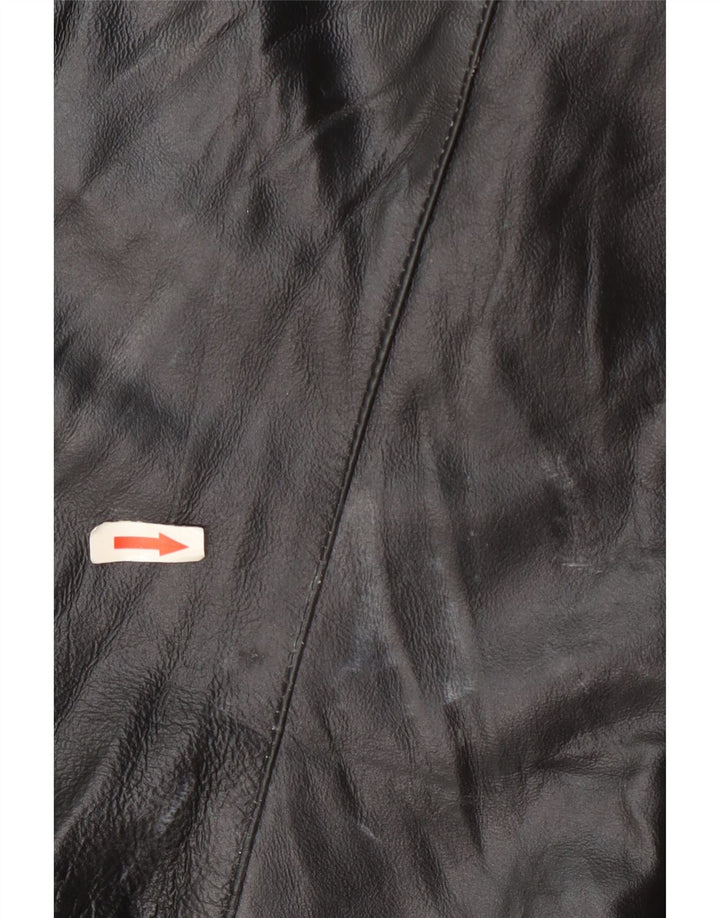 Jaqueta de couro feminina vintage IT 48 XL preto colorblock