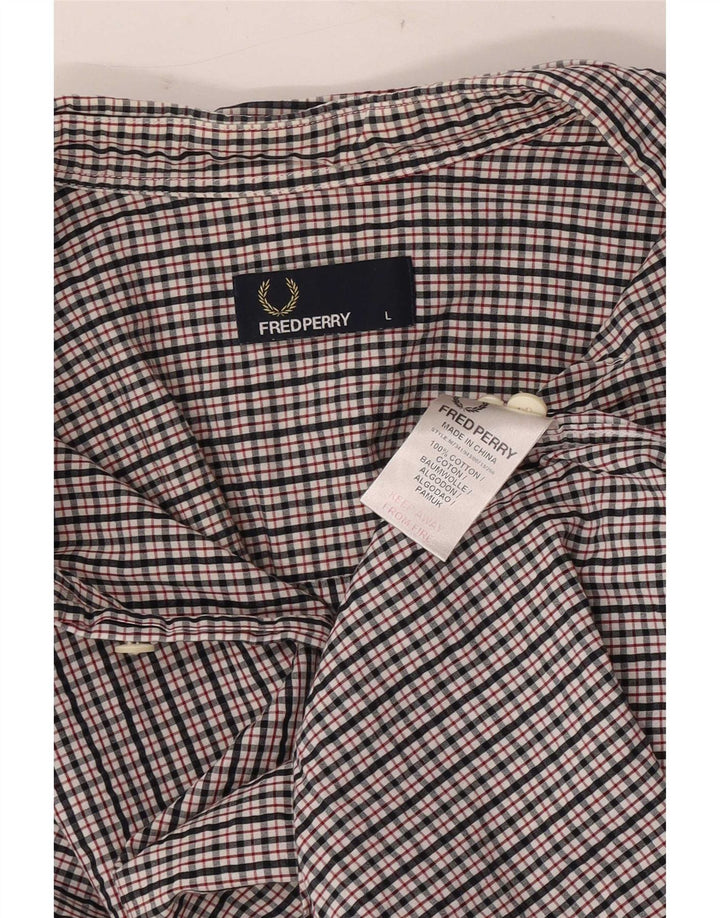 Camisa masculina Fred Perry grande algodão xadrez multicolorido